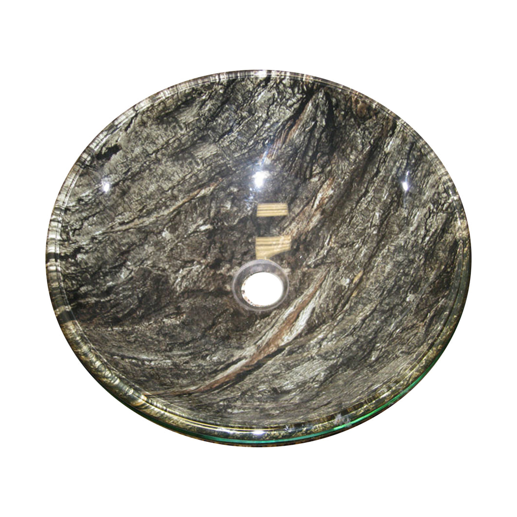 Double Layers Glass Sink With Aged Tree Skin Pattern Textur GD21