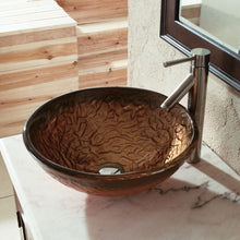 Load image into Gallery viewer, Tempered Glass Vessel Sink w. Gold Pattern Y43
